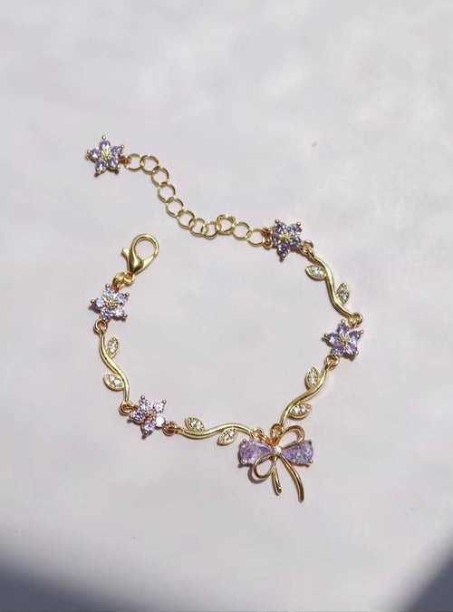 Bracelet Papillon & Fleurs Zircon 🦋✨