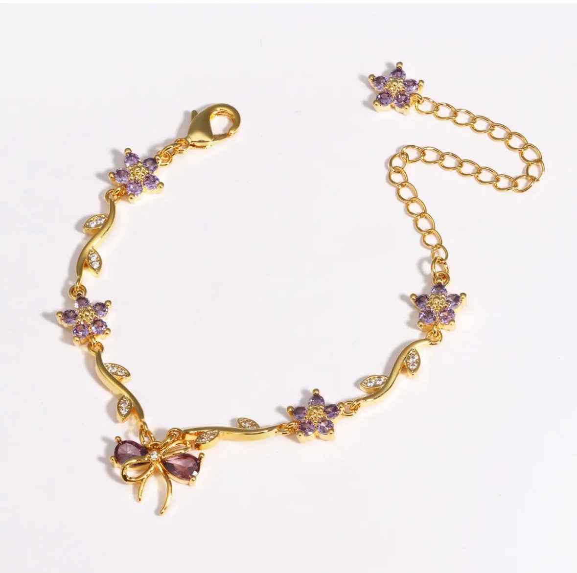 Bracelet Papillon & Fleurs Zircon 🦋✨